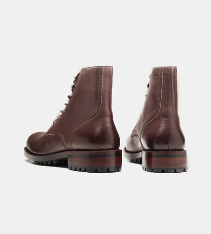 Hand-Welted Brown Plain Toe Work Boot